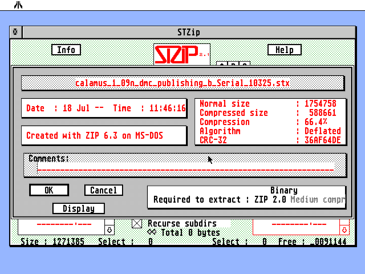 STZIP atari screenshot